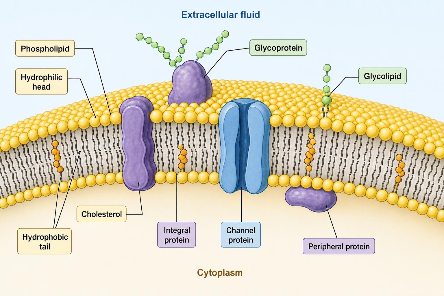 Fluid mosaic model of the plasma membrane